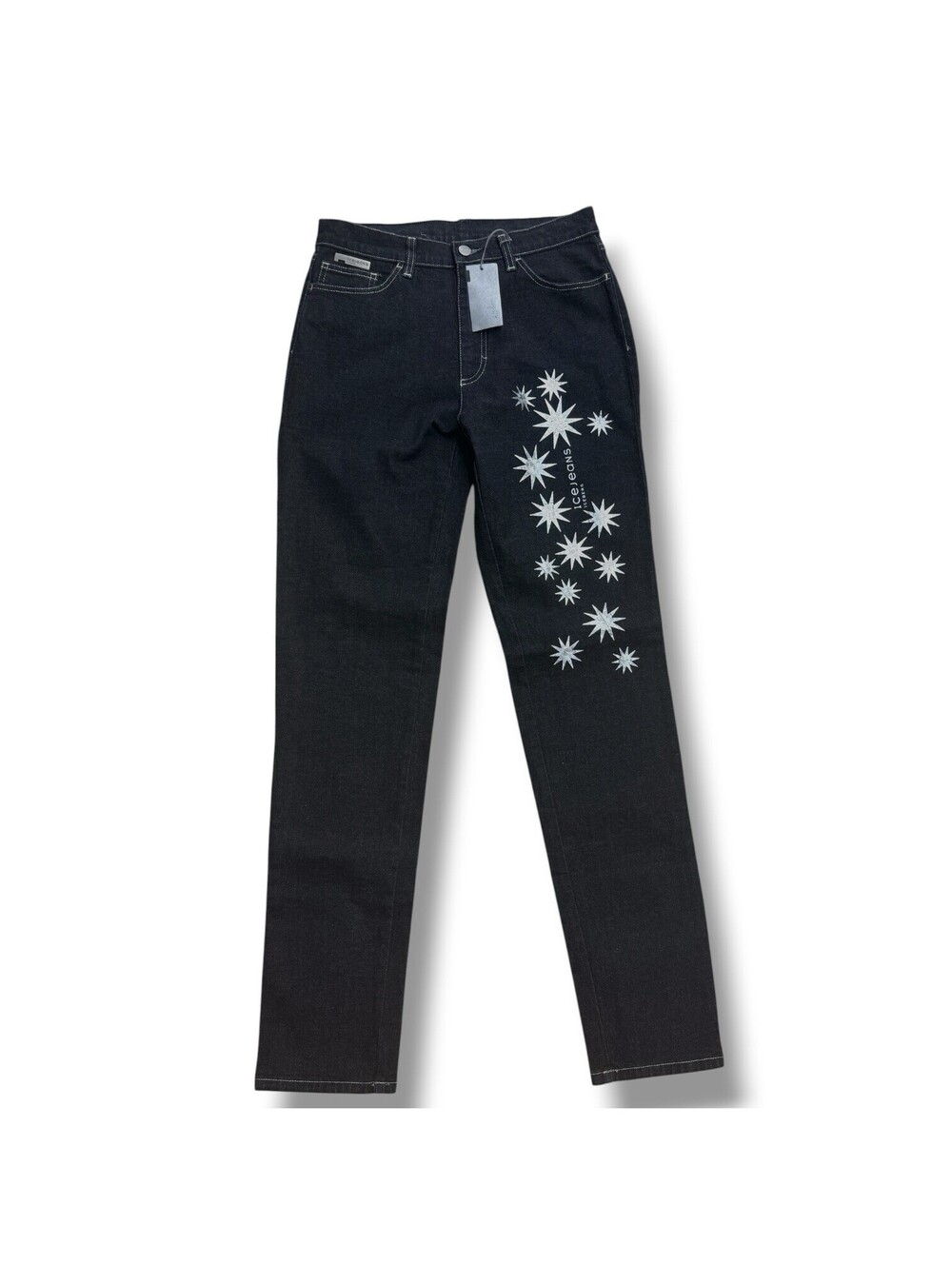 NWT Iceberg Ice Jeans 30x32 Charcoal Black Star Print Designer Denim